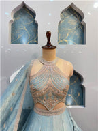 "CELESTIAL BLUE EMBELLISHED LEHENGA"
