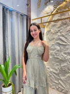 "SAGE SILVER EMBELLISHED INDO-WESTERN"