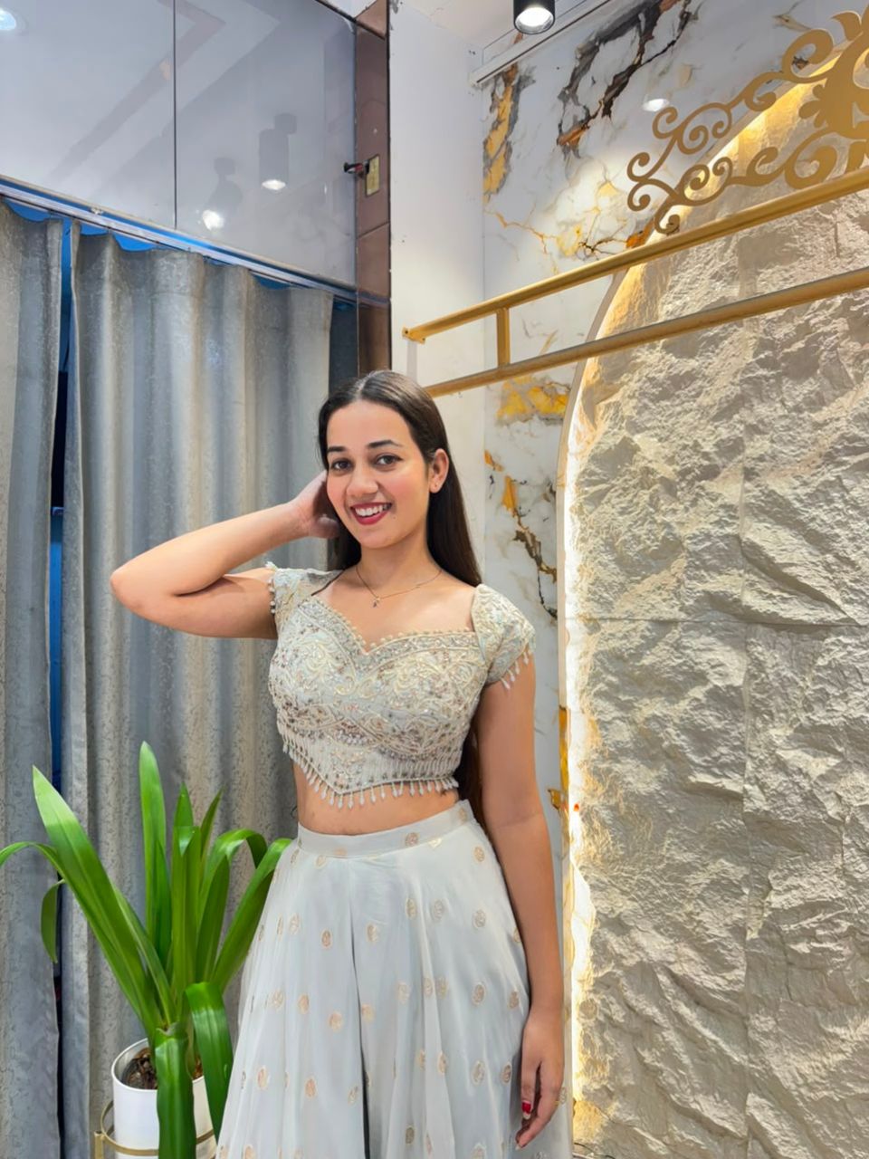 "PEARL FROST EMBELLISHED INDO-WESTERN"