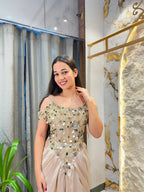 "CHAMPAGNE PEARL EMBROIDERED INDO-WESTERN"