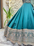 "TEAL BLUE EMBROIDERED LEHENGA"