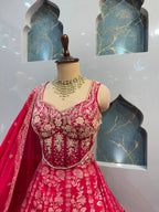 "RANI PINK EMBROIDERED LEHENGA"