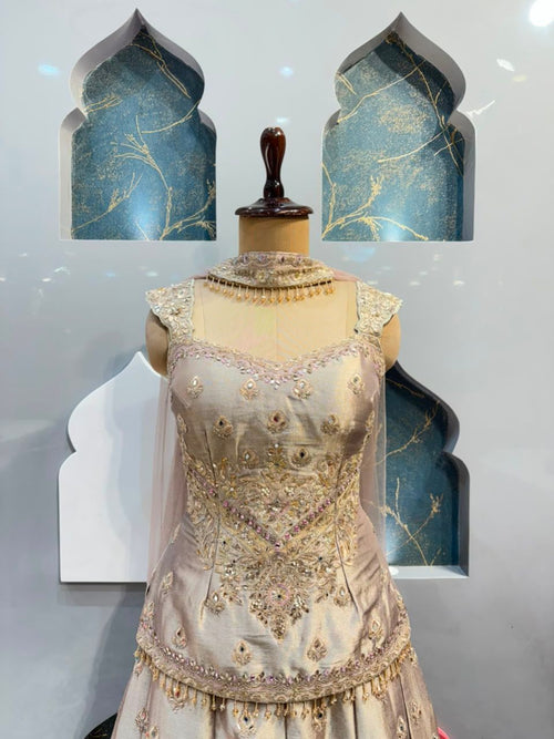 "CHAMPAGNE GOLD EMBROIDERED SHARARA"