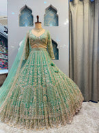 "MINT GREEN REGAL ZARI EMBROIDERED LEHENGA"