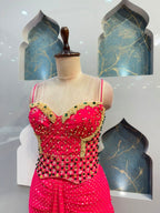 "FUCHSIA DRAPED GLAM INDO-WESTERN"