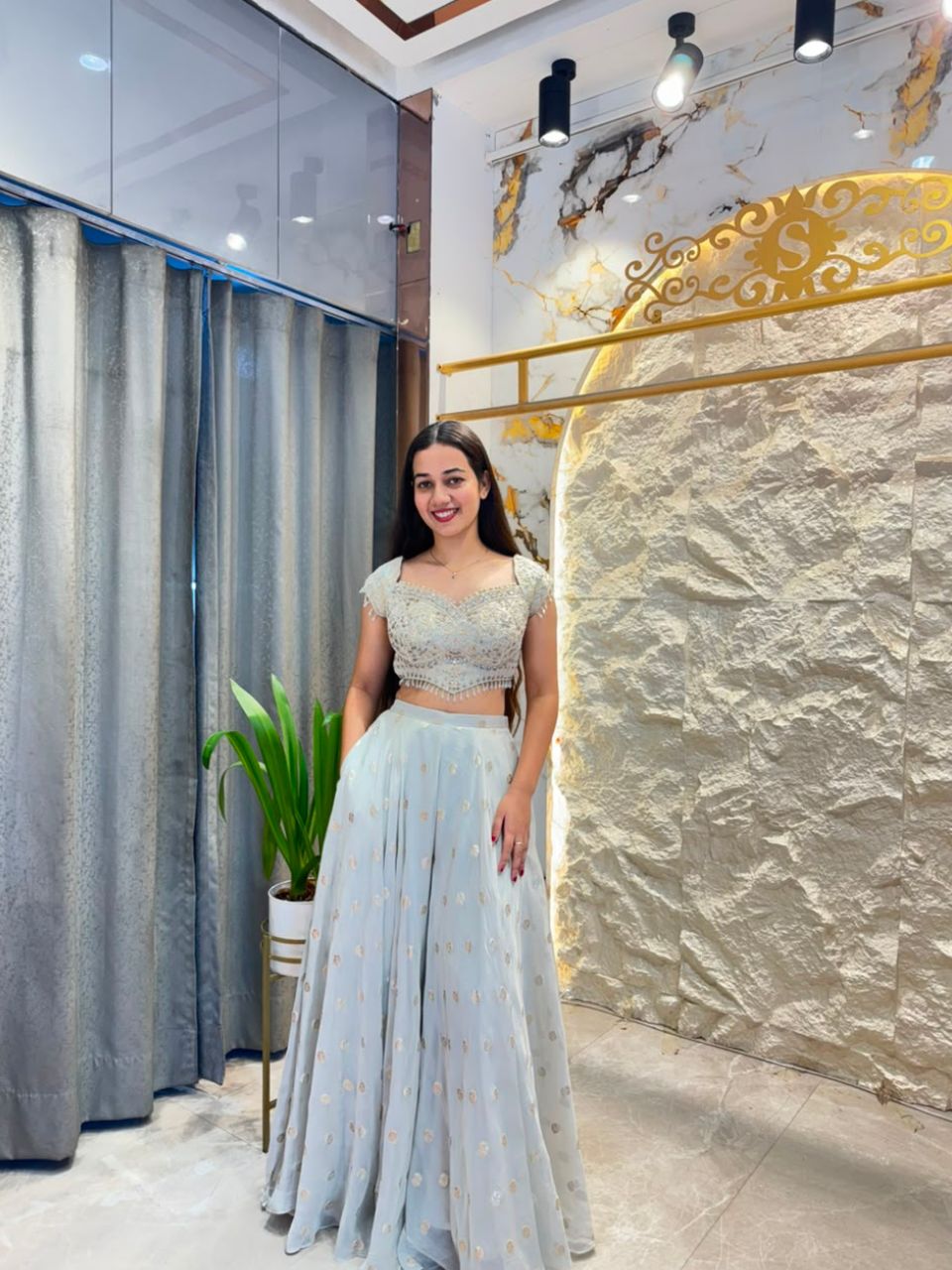 "PEARL FROST EMBELLISHED INDO-WESTERN"