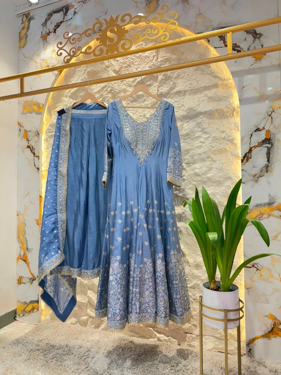 "POWDER BLUE ELEGANCE ANARKALI "