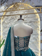 "TEAL BLUE EMBROIDERED LEHENGA"