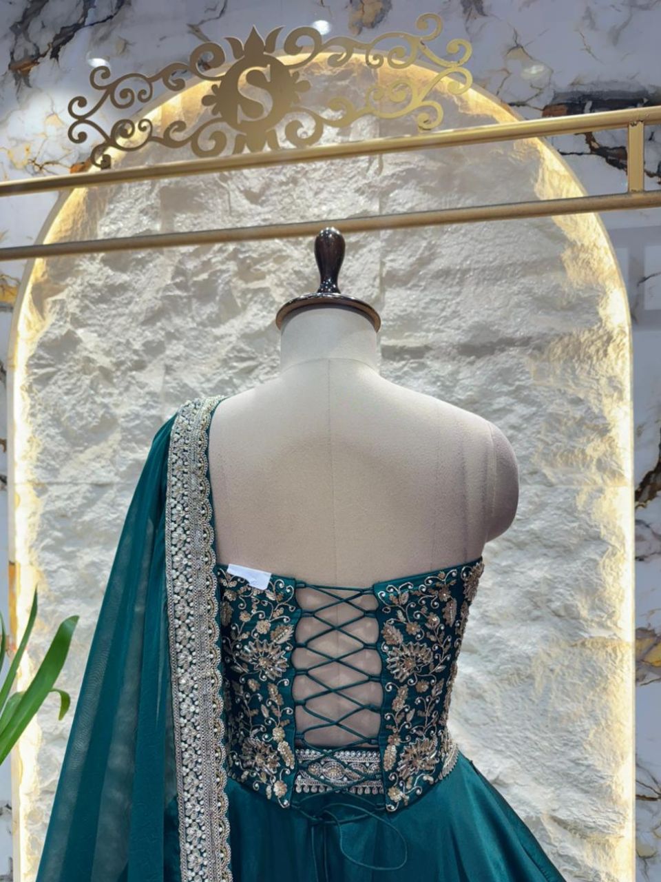 "TEAL BLUE EMBROIDERED LEHENGA"
