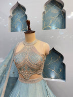 "CELESTIAL BLUE EMBELLISHED LEHENGA"