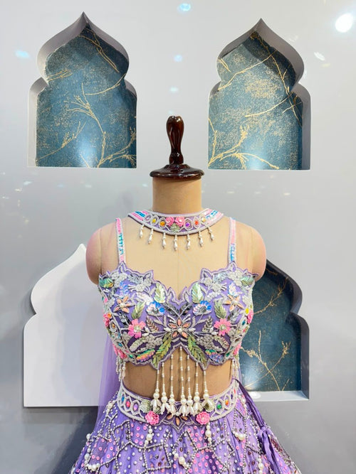 "LAVENDER ENCHANTED BLOOM LEHENGA"