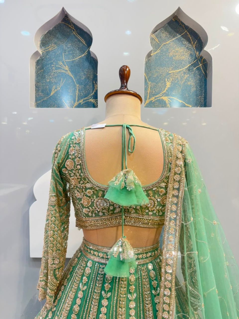 "MINT GREEN REGAL ZARI EMBROIDERED LEHENGA"