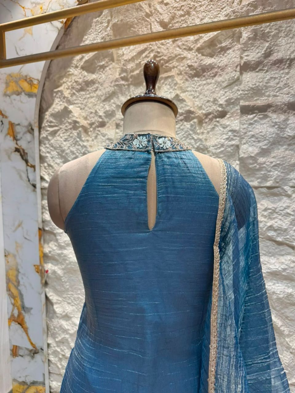 "MIDNIGHT BLUE FLORAL EMBROIDERED SHARARA"