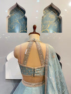 "CELESTIAL BLUE EMBELLISHED LEHENGA"