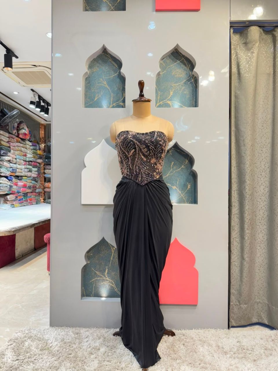 "MIDNIGHT GLAM DRAPPED INDO-WESTERN"