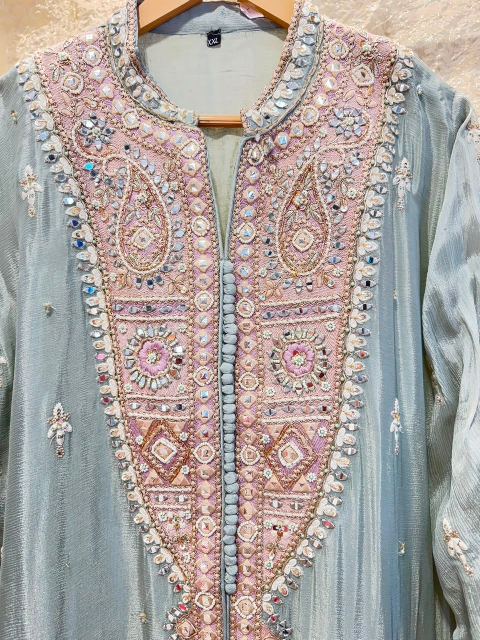 "ICE BLUE HERITAGE EMBROIDERED SUIT"