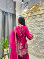 "FUCHSIA BLOOM EMBROIDERED SUIT"