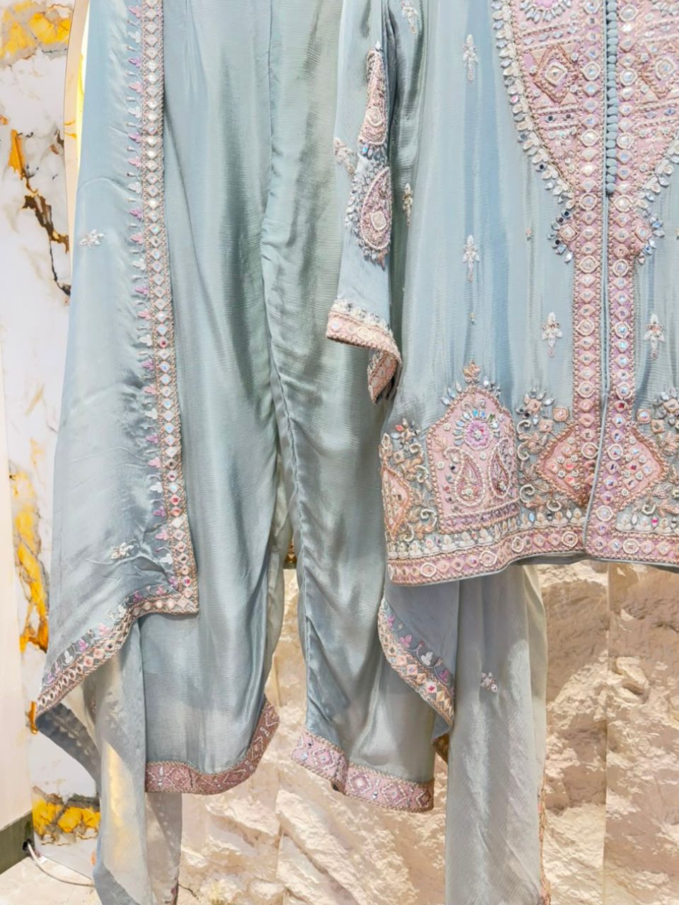 "ICE BLUE HERITAGE EMBROIDERED SUIT"