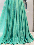"EMERALD TEAL PAISLEY EMBROIDERED INDO-WESTERN"