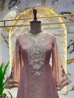 "MOCHA ROSE MIRROR EMBELLISHED SHARARA"