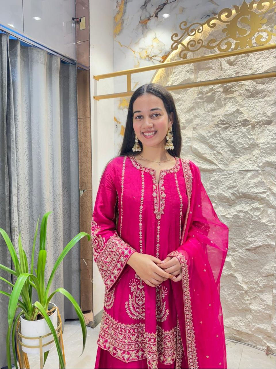 "FUCHSIA BLOOM EMBROIDERED SUIT"