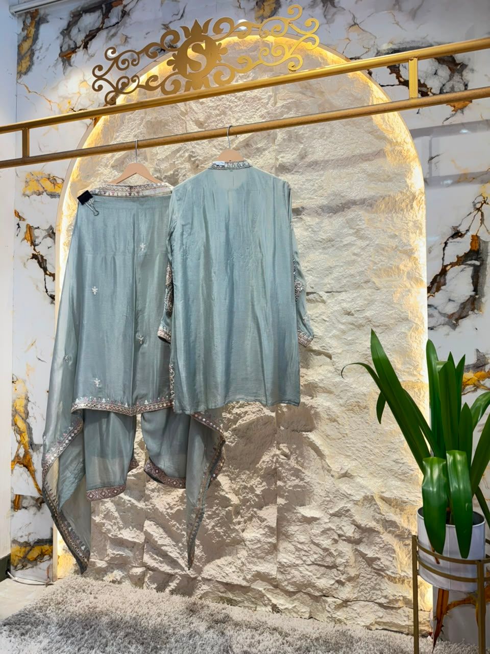 "ICE BLUE HERITAGE EMBROIDERED SUIT"