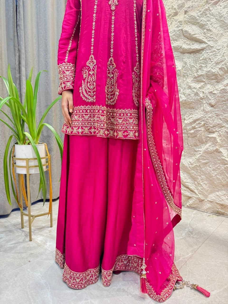 "FUCHSIA BLOOM EMBROIDERED SUIT"