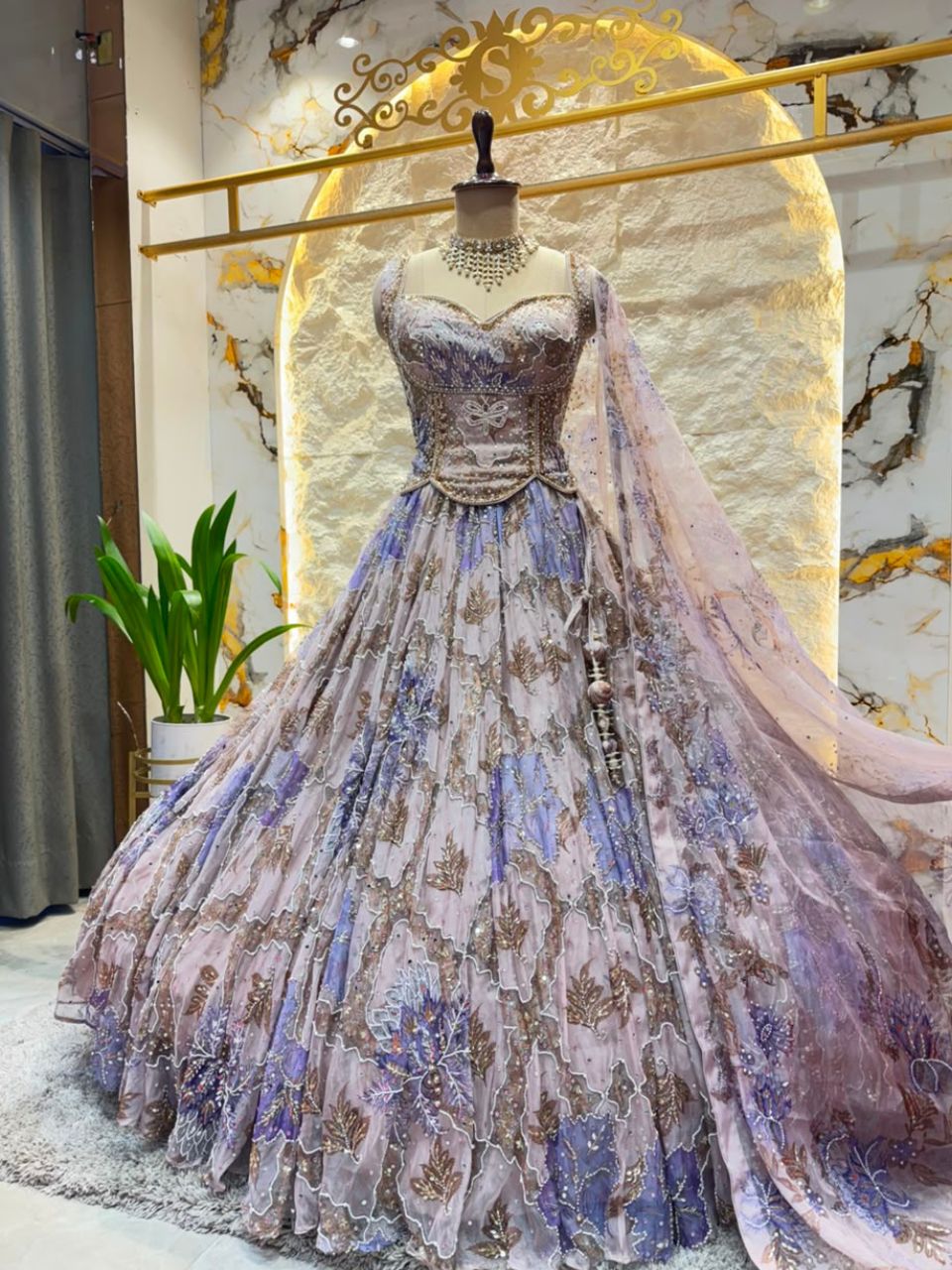 "LAVENDER MOONLIGHT BLOOM LEHENGA"