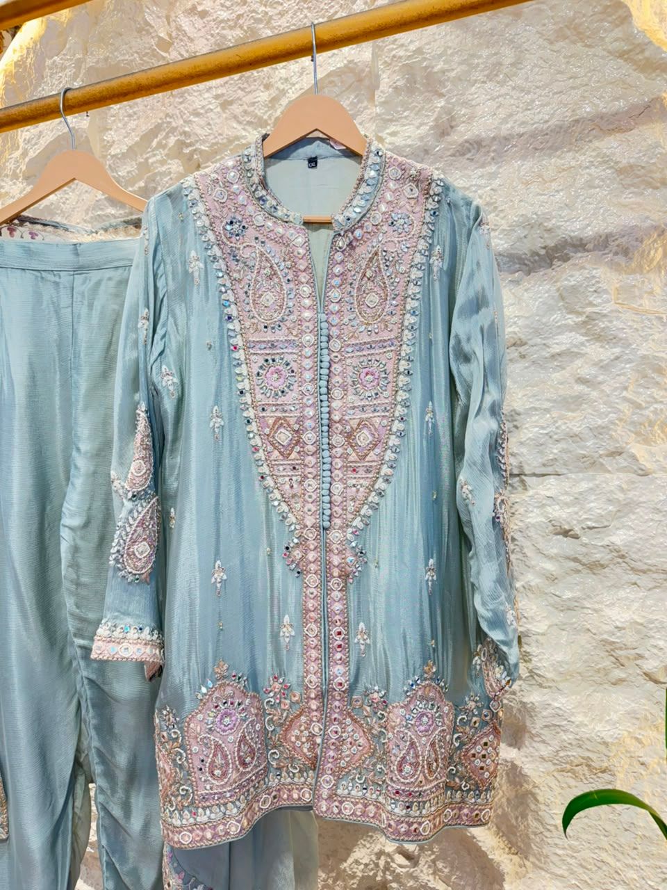 "ICE BLUE HERITAGE EMBROIDERED SUIT"