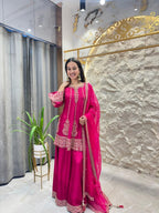 "FUCHSIA BLOOM EMBROIDERED SUIT"