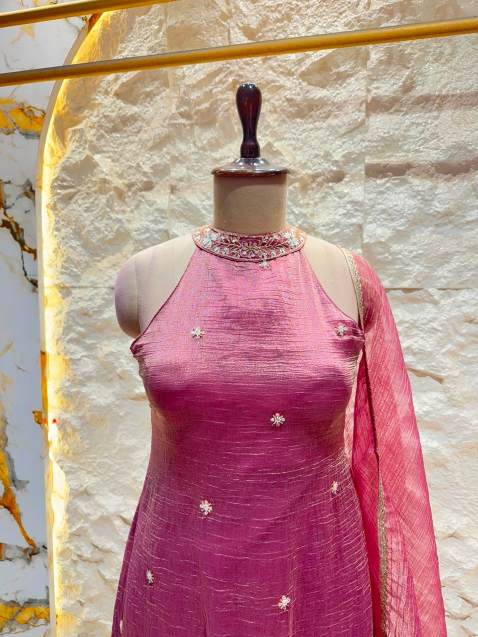 "ROSEWOOD PINK FLORAL EMBROIDERED SHARARA"
