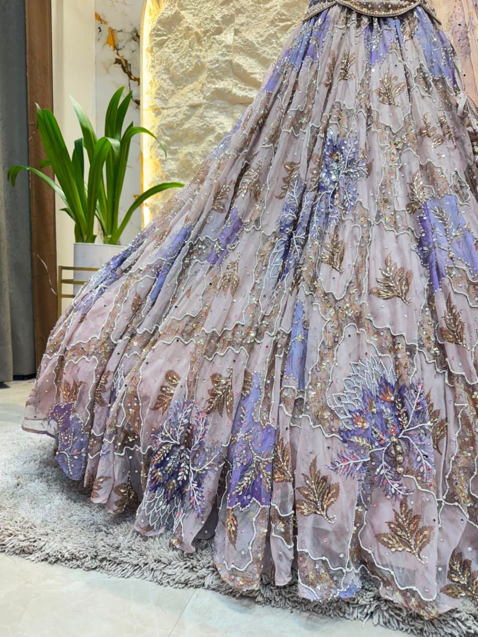 "LAVENDER MOONLIGHT BLOOM LEHENGA"