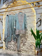 "ICE BLUE HERITAGE EMBROIDERED SUIT"
