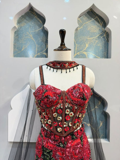 "CRIMSON ROSE EMBELLISHED MERMAID"