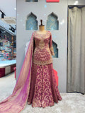 "MAUVE ROSE GOLD EMBROIDERED SHARARA"