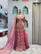 "MAUVE ROSE GOLD EMBROIDERED SHARARA"