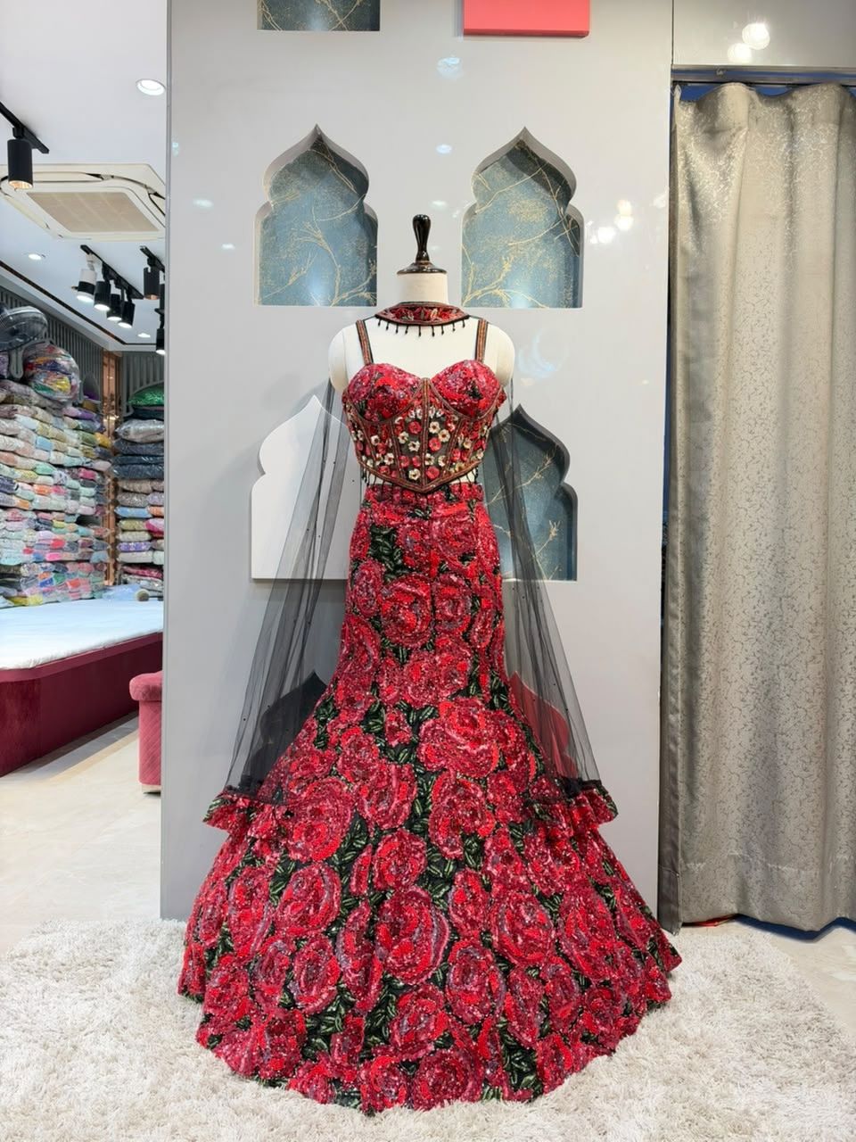 "CRIMSON ROSE EMBELLISHED MERMAID"