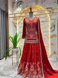 "CRIMSON ROYALE EMBROIDERED SHARARA"