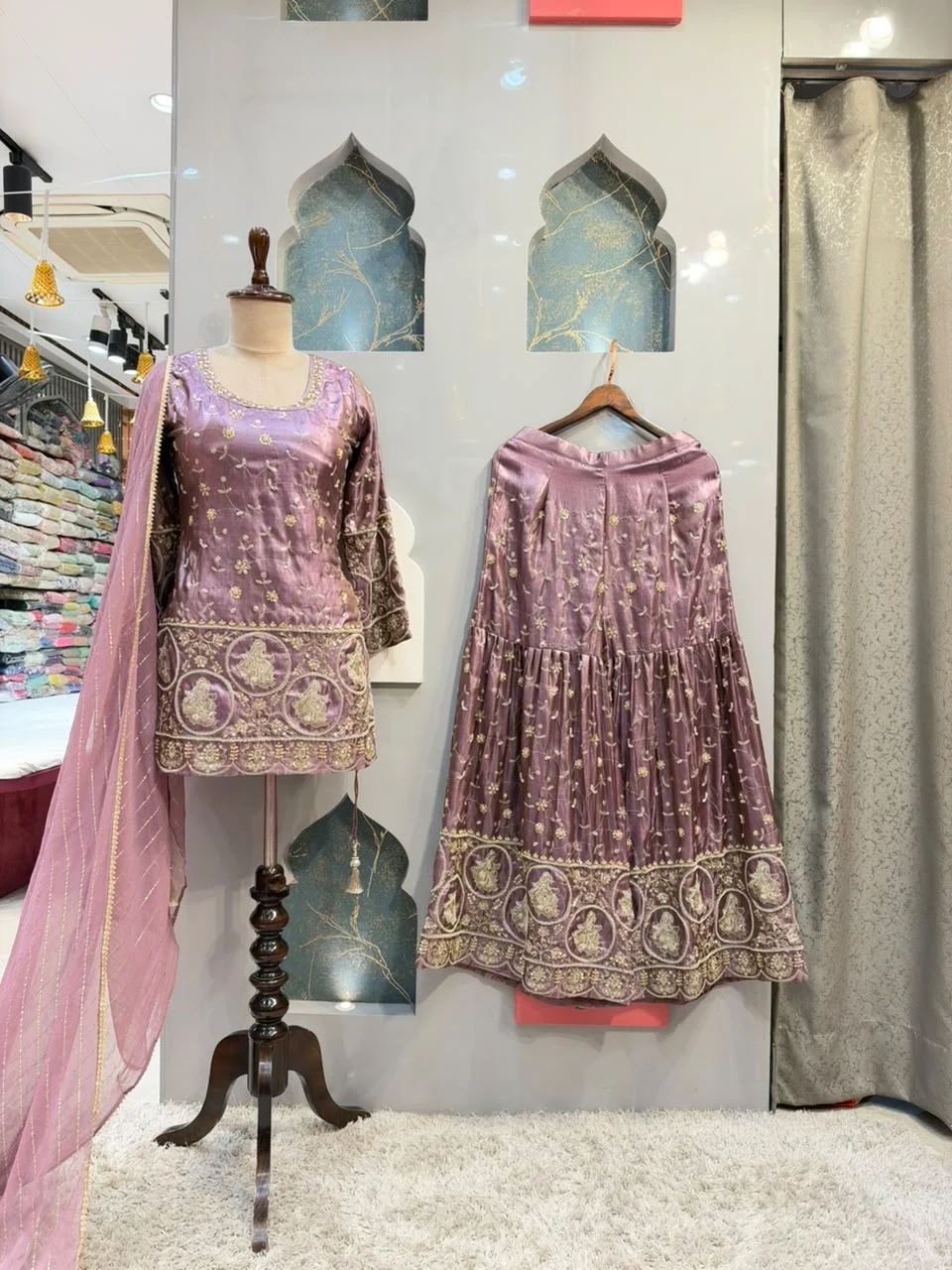 "ROYAL MAUVE PURPLE EMBROIDERED SHARARA"