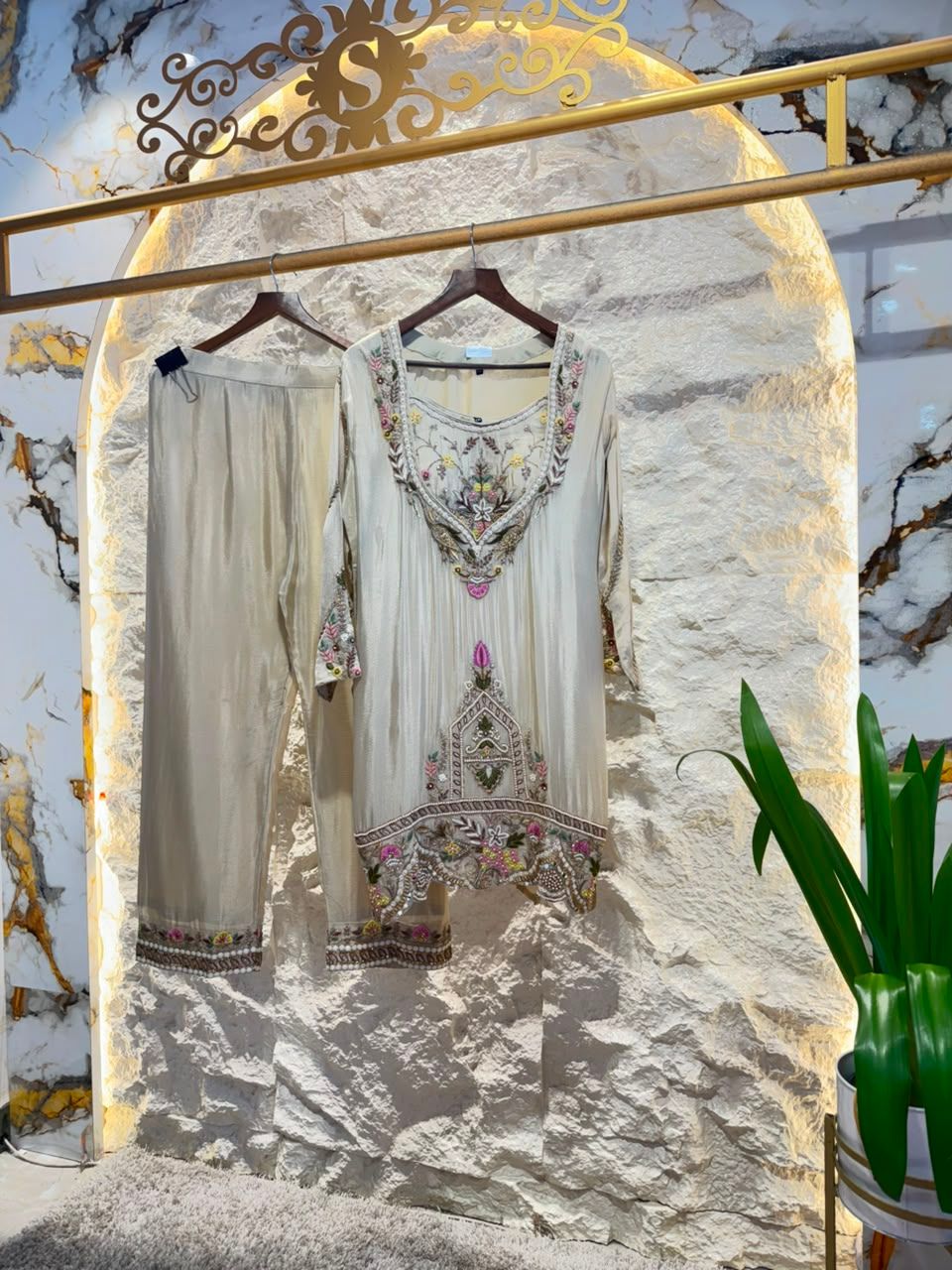 "IVORY BLOOM EMBROIDERED SUIT"