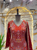 "CRIMSON ROYALE EMBROIDERED SHARARA"