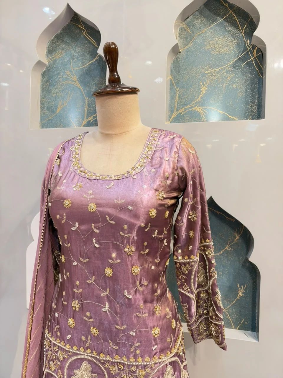 "ROYAL MAUVE PURPLE EMBROIDERED SHARARA"