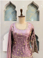 "ROYAL MAUVE PURPLE EMBROIDERED SHARARA"