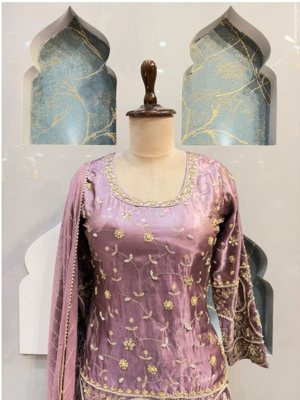 "ROYAL MAUVE PURPLE EMBROIDERED SHARARA"