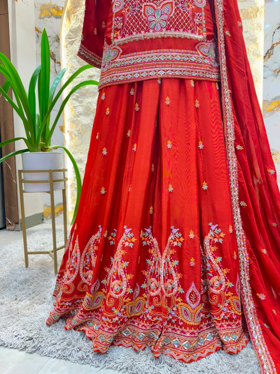 "CRIMSON ROYALE EMBROIDERED SHARARA"