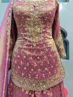 "MAUVE ROSE GOLD EMBROIDERED SHARARA"