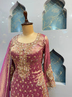 "MAUVE ROSE GOLD EMBROIDERED SHARARA"