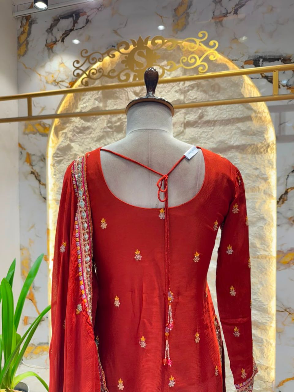 "CRIMSON ROYALE EMBROIDERED SHARARA"