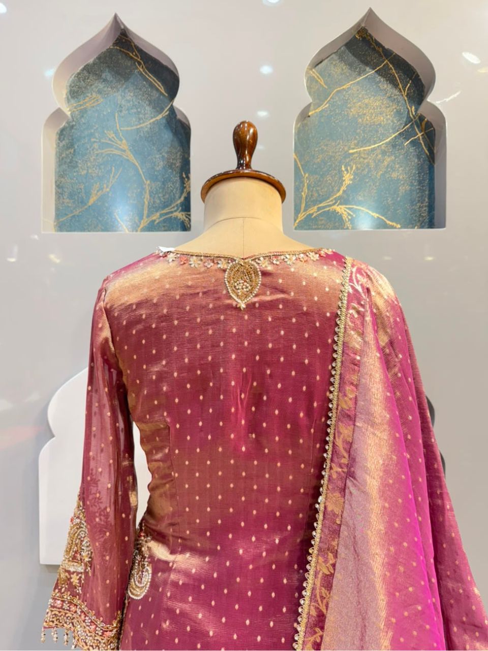 "MAUVE ROSE GOLD EMBROIDERED SHARARA"
