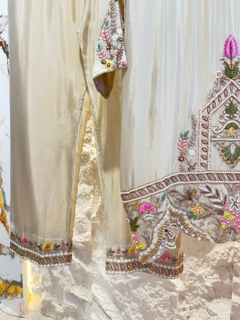 "IVORY BLOOM EMBROIDERED SUIT"